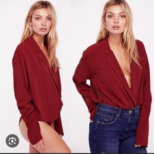 Free people Elsa terracotta burgundy bodysuit nwt